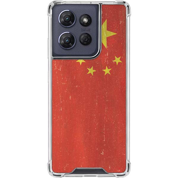 Chinese Flag Distressed Moto G 5G (2025) Clear Case