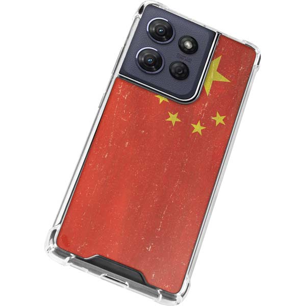 Chinese Flag Distressed Moto G 5G (2025) Clear Case
