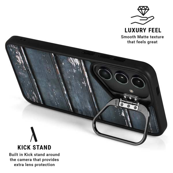 Chipped Blue Wood Galaxy S26 Ultra Kickstand Case