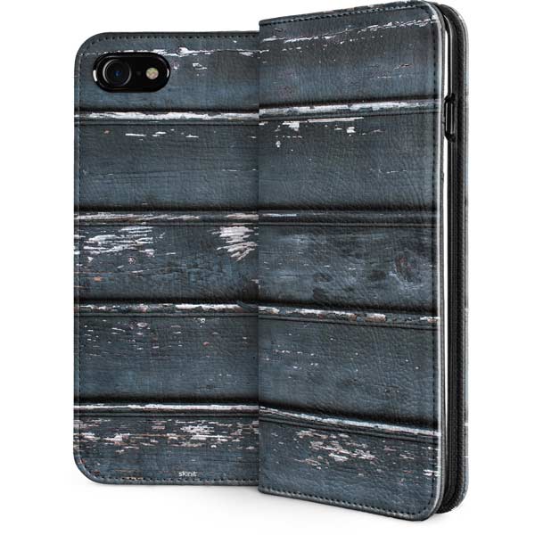 Chipped Blue Wood iPhone Cases