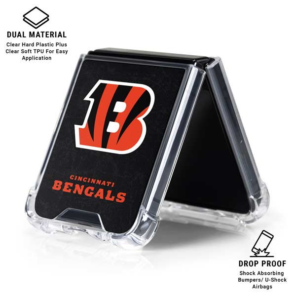 NFL Cincinnati Bengals - Distressed Galaxy Z Flip7 Clear Case