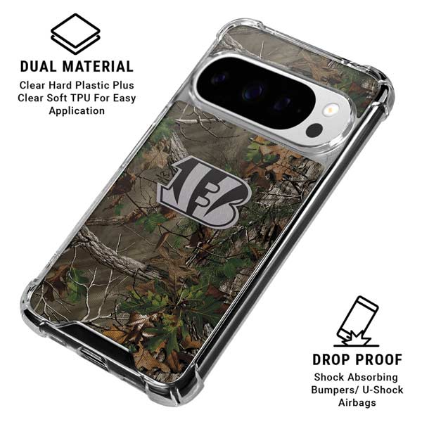 NFL Cincinnati Bengals Realtree Xtra Green Camo Google Pixel 10 Pro Clear Case