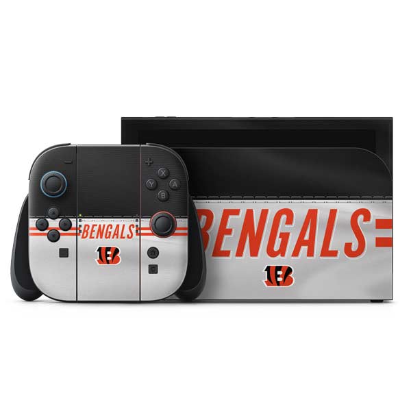 NFL Cincinnati Bengals White Striped Nintendo Switch 2 (2025) with Joy-Con Skin