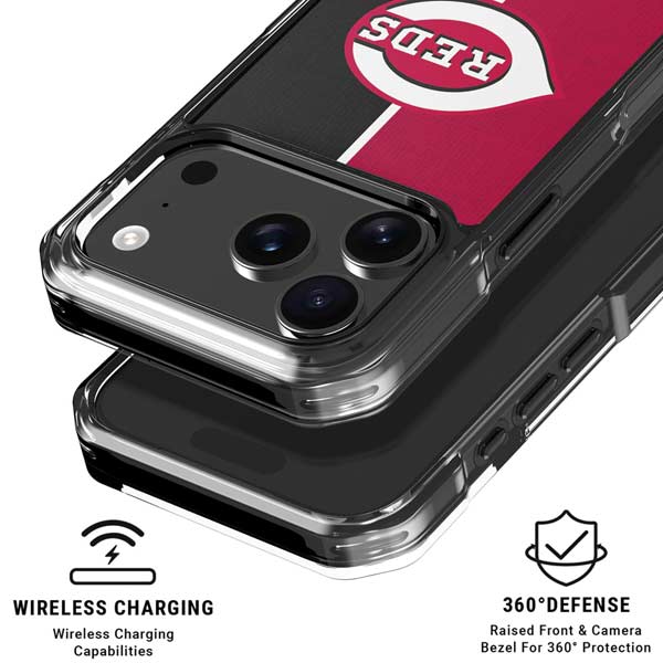 MLB Cincinnati Reds Split iPhone 17 Pro Clear Case