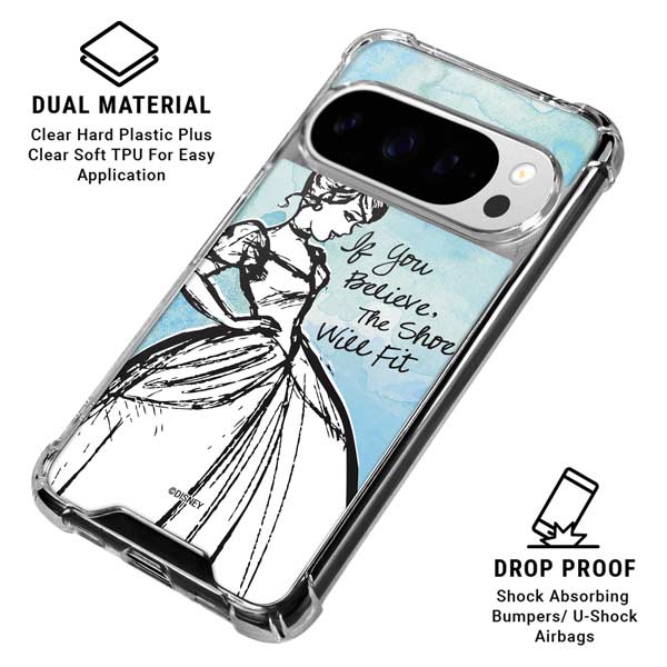 Disney Cinderella Sketch Art Shoe Will Fit Google Pixel 10 Pro XL Clear Case