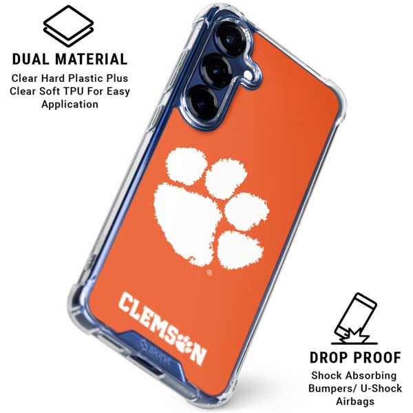 Clemson University Tiger Print Galaxy S25 FE Clear Case