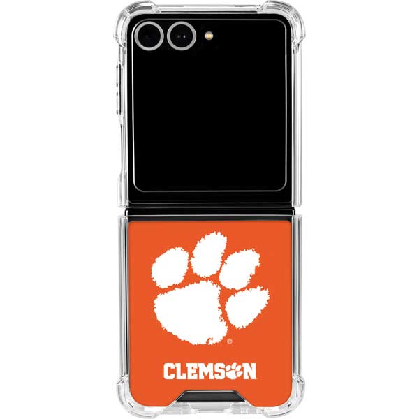 Clemson University Tiger Print Galaxy Z Flip7 Clear Case
