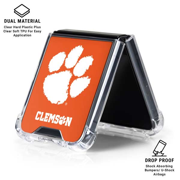 Clemson University Tiger Print Galaxy Z Flip7 Clear Case