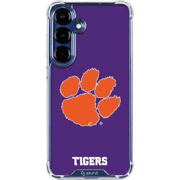 Clemson University Tiger Print Purple Galaxy S25 FE Clear Case