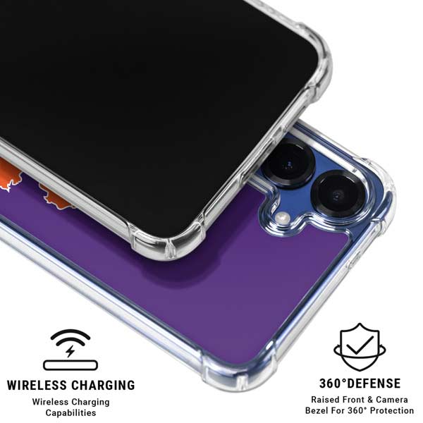 Clemson University Tiger Print Purple Galaxy S25 FE Clear Case
