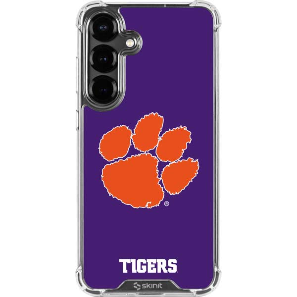 Clemson University Tiger Print Purple Galaxy S26 Plus Clear Case