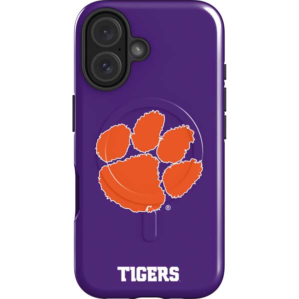 Clemson University Tiger Print Purple iPhone 16 Magsafe Impact Case