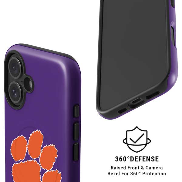 Clemson University Tiger Print Purple iPhone 16 Magsafe Impact Case