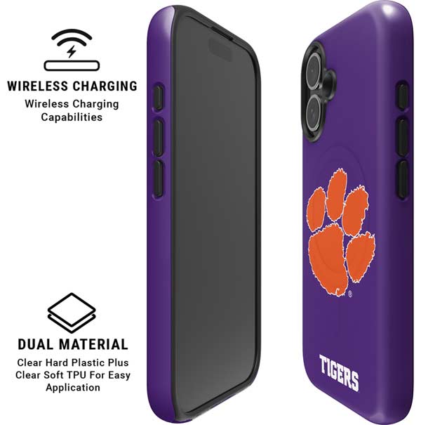 Clemson University Tiger Print Purple iPhone 16 Magsafe Impact Case