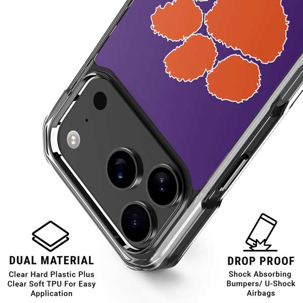 Clemson University Tiger Print Purple iPhone 17 Pro Max MagSafe Case
