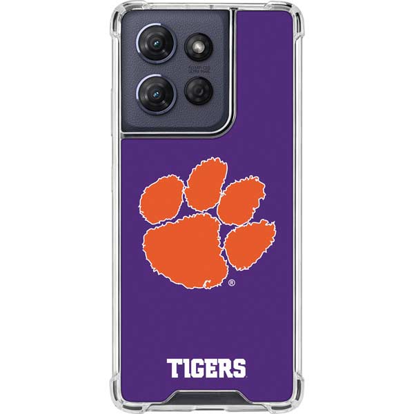 Clemson University Tiger Print Purple Moto G 5G (2025) Clear Case