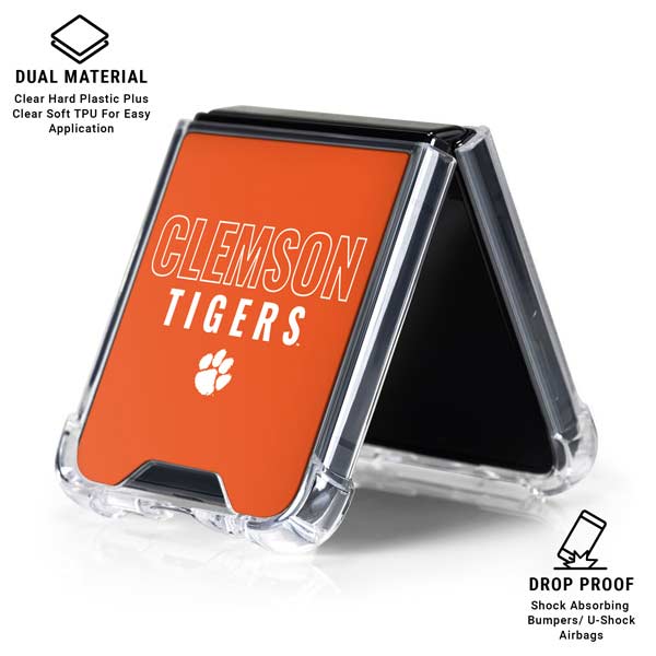 Clemson University Tigers Logo Galaxy Z Flip7 Clear Case