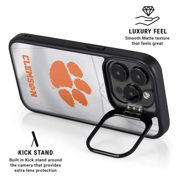 Clemson University White Jersey iPhone 14 Pro Kickstand Case