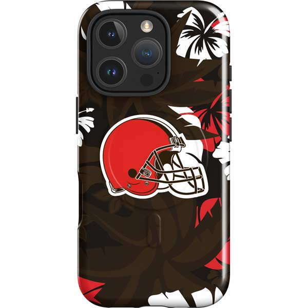 NFL Cleveland Browns Tropical Print iPhone 16 Pro Max Magsafe Impact Case