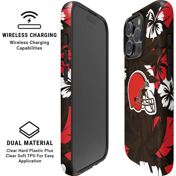 NFL Cleveland Browns Tropical Print iPhone 16 Pro Max Magsafe Impact Case