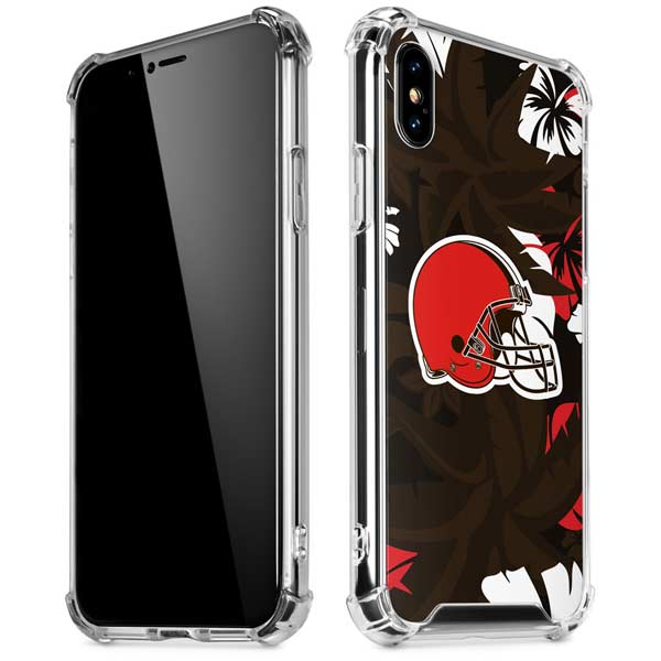 NFL Cleveland Browns Tropical Print iPhone X/XS Clear Case