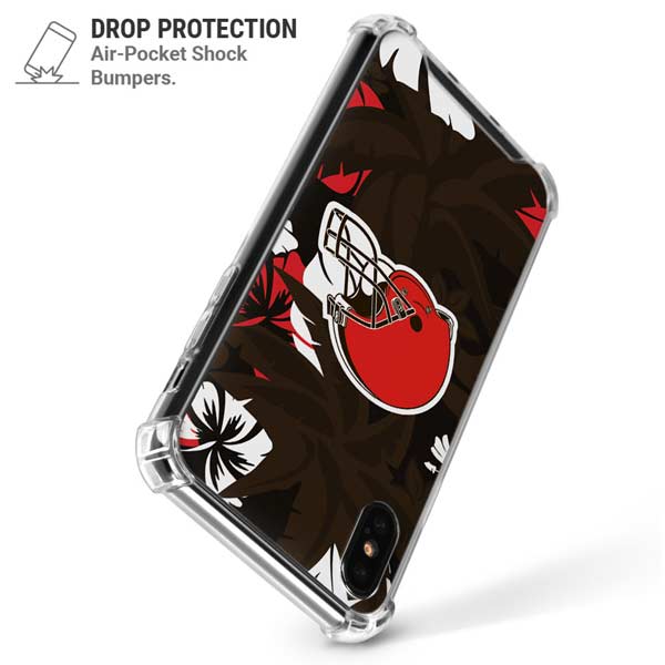 NFL Cleveland Browns Tropical Print iPhone X/XS Clear Case