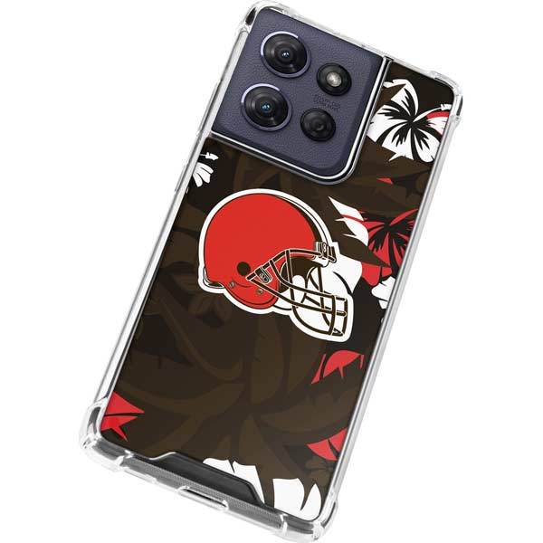 NFL Cleveland Browns Tropical Print Moto G Stylus 5G (2025) Clear Case