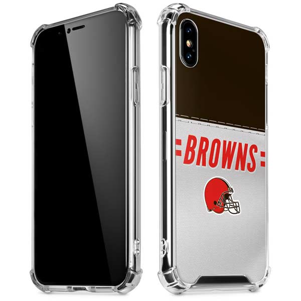 NFL Cleveland Browns White Striped iPhone X/XS Clear Case