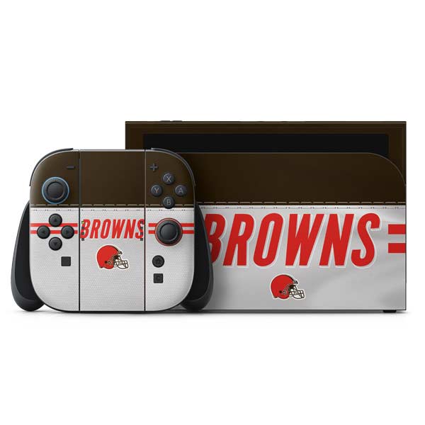 NFL Cleveland Browns White Striped Nintendo Skins