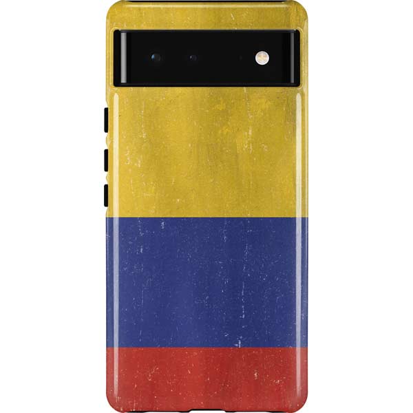 Colombia Flag Distressed Pixel Cases