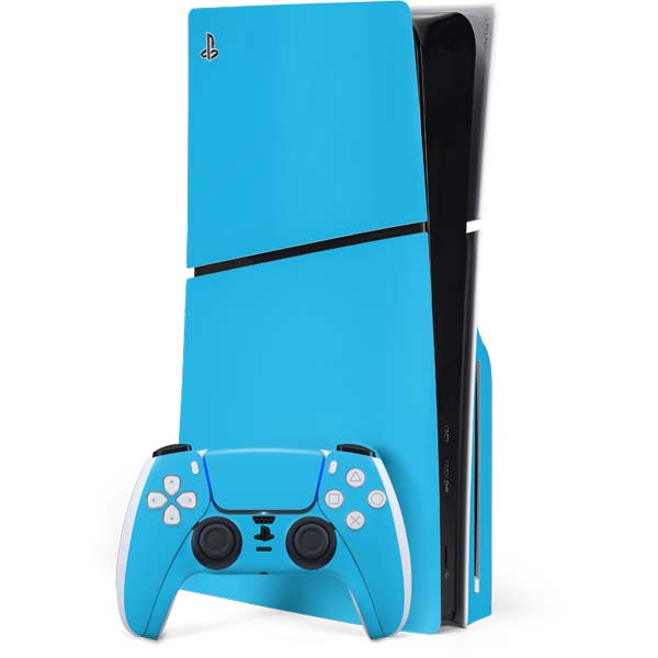 Color Pop Turbo Cyan PS5 Slim Disk Bundle Skin