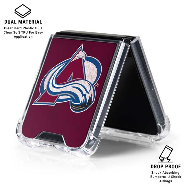 NHL Colorado Avalanche Distressed Galaxy Z Flip7 Clear Case