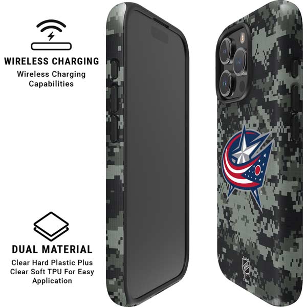 NHL Columbus Blue Jackets Camo iPhone 16 Pro Magsafe Impact Case