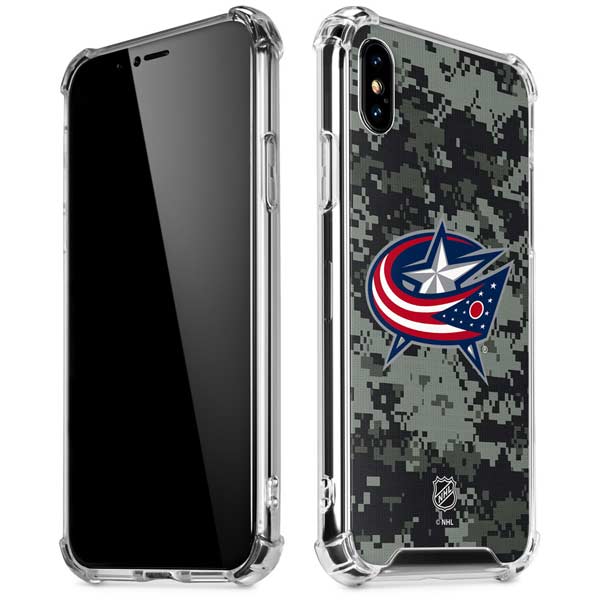 NHL Columbus Blue Jackets Camo iPhone X/XS Clear Case