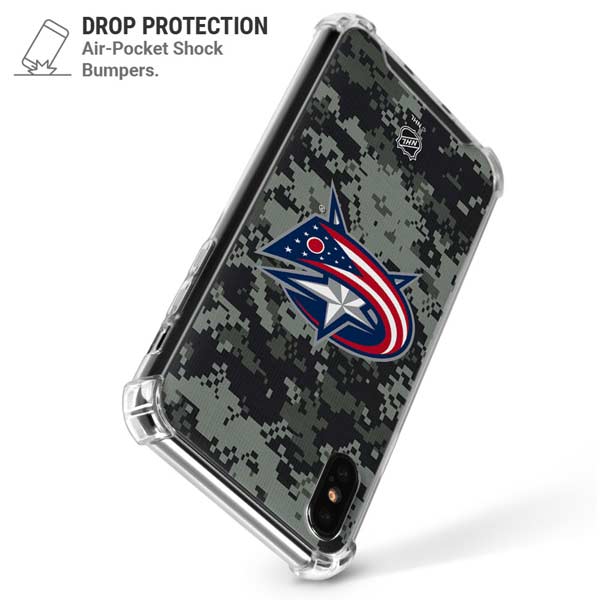 NHL Columbus Blue Jackets Camo iPhone X/XS Clear Case