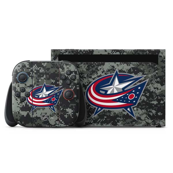 NHL Columbus Blue Jackets Camo Nintendo Switch 2 (2025) with Joy-Con Skin
