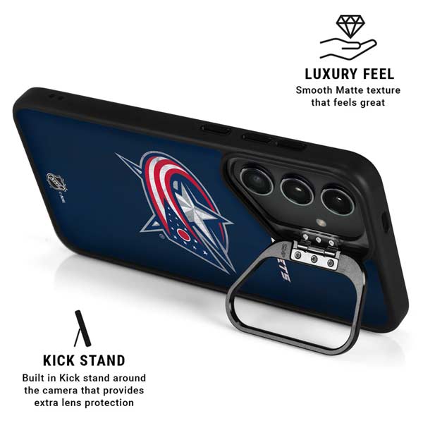 NHL Columbus Blue Jackets Distressed Galaxy S26 Plus Kickstand Case