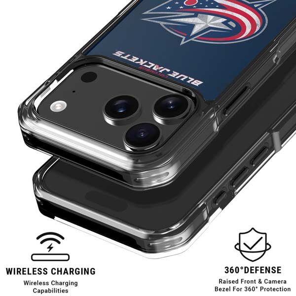 NHL Columbus Blue Jackets Distressed iPhone 17 Pro Clear Case