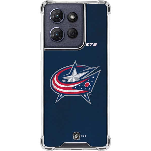 NHL Columbus Blue Jackets Distressed Moto G Play 5G (2025) Clear Case