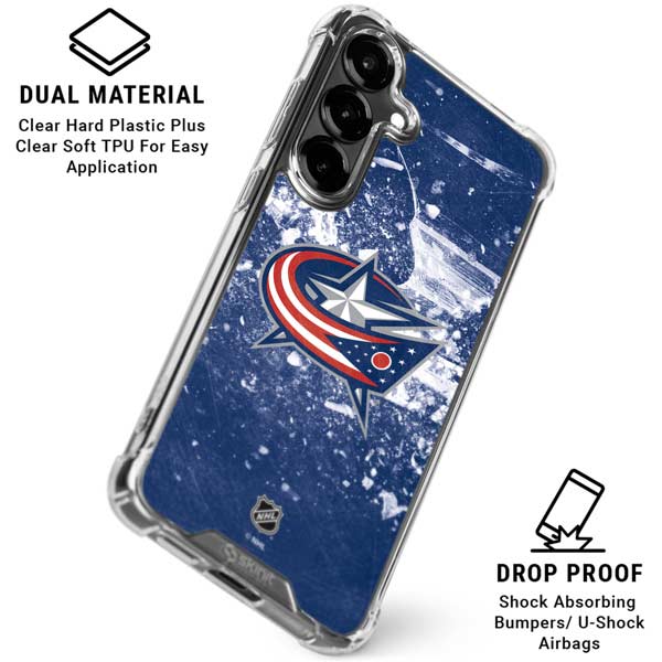 NHL Columbus Blue Jackets Frozen Galaxy S26 Plus Clear Case