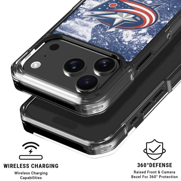 NHL Columbus Blue Jackets Frozen iPhone 17 Pro Clear Case