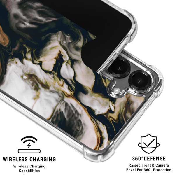 Copper and Black Marble Ink Galaxy S26 Plus Clear Case