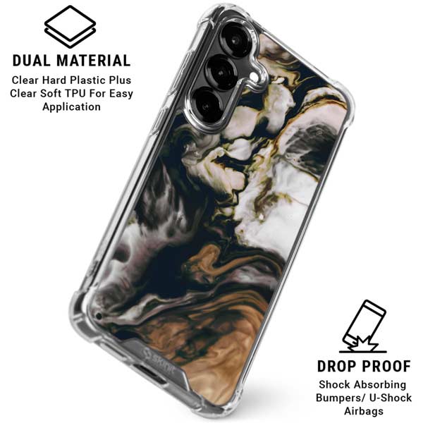 Copper and Black Marble Ink Galaxy S26 Plus Clear Case