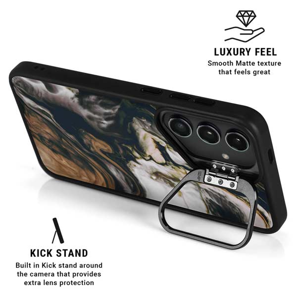 Copper and Black Marble Ink Galaxy S26 Ultra Kickstand Case
