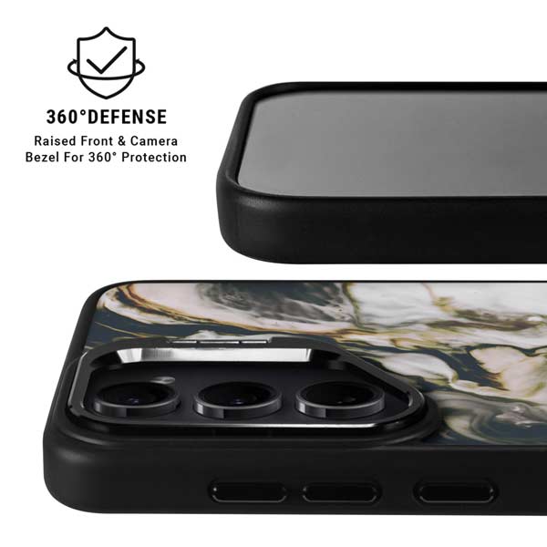 Copper and Black Marble Ink Galaxy S26 Ultra Kickstand Case