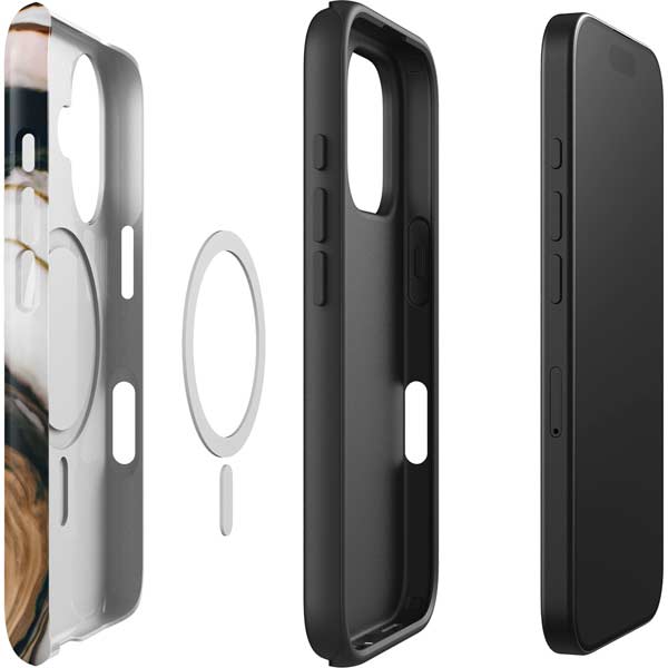 Copper and Black Marble Ink iPhone 16 Magsafe Impact Case
