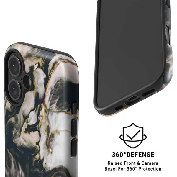 Copper and Black Marble Ink iPhone 16 Magsafe Impact Case