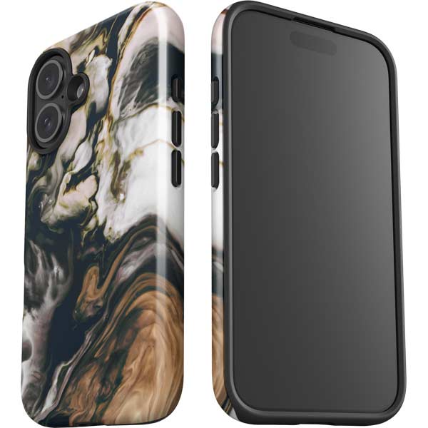 Copper and Black Marble Ink iPhone 17 Impact Case