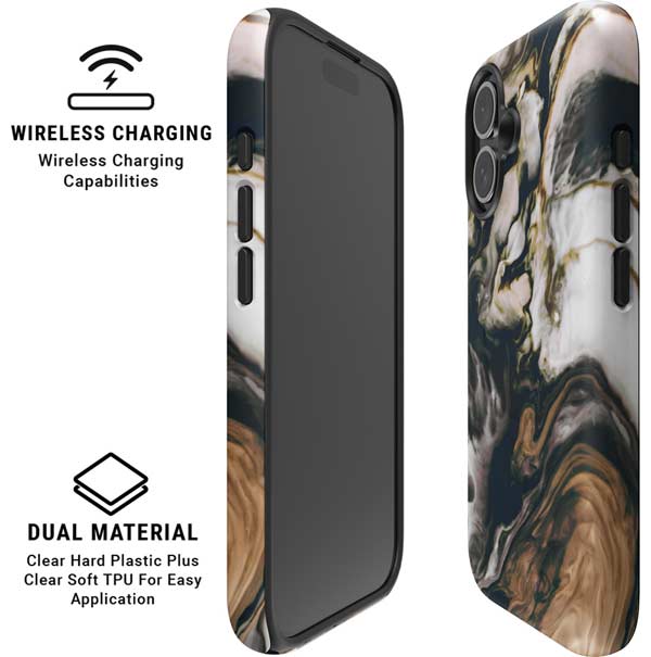 Copper and Black Marble Ink iPhone 17 Magsafe Impact Case
