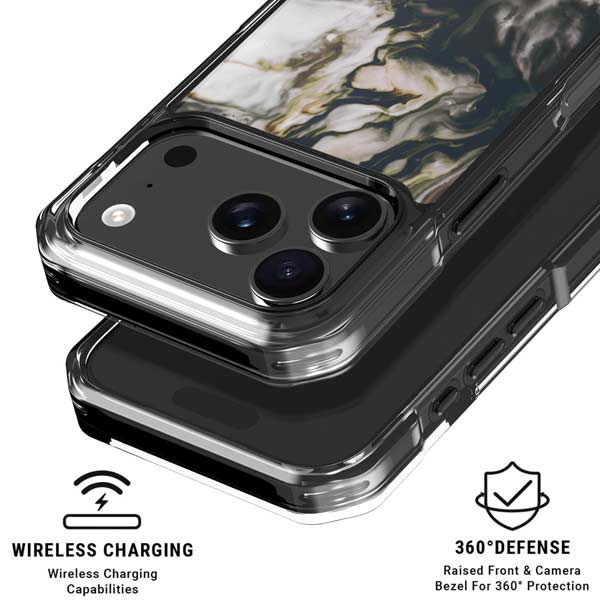Copper and Black Marble Ink iPhone 17 Pro MagSafe Case